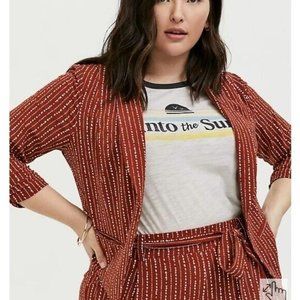Torrid Rust Orange Open Dotted Striped Asymmetrical Blazer Size 3X